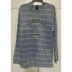 Ragwear USA Cocoa Beach Florida Hoodie‎ Blue White Lightweight Long Sleeve Large